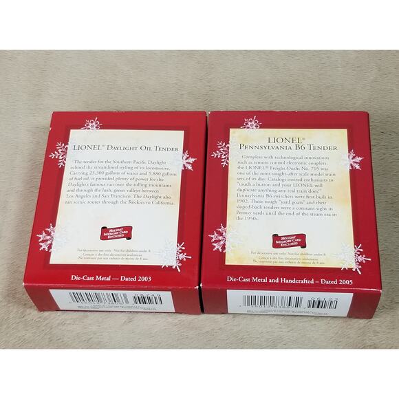 Christmas Tree Ornament Lionel Train Die Cast Metal 2003 2005 Hallmark x2 Vtg - Picture 8 of 10